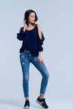 Q2 Jeans com detalhes de rips