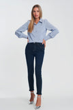 Jeans de cintura alta com lavagem escura
