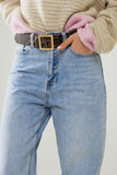 Jeans de cintura alta e perna reta com lavagem clara
