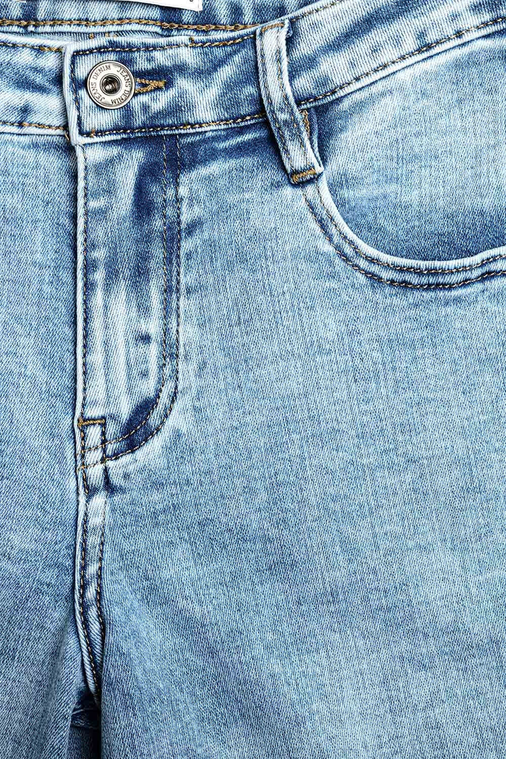 Jeans de Perna Larga Lavagem Clara