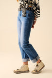 Jeans elásticos de denim em lavagem média