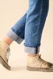 Jeans elásticos de denim em lavagem média