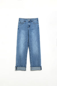 Jeans elásticos de denim em lavagem média