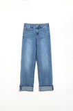 Jeans elásticos de denim em lavagem média
