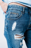 Jeans mom com bordado de pássaros