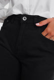 Jeans pretos retos de cintura alta