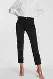 Q2 Jeans pretos retos de cintura alta