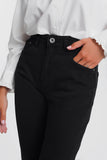 Jeans pretos retos de cintura alta
