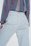 jeans rasgados boyfriend em azul claro