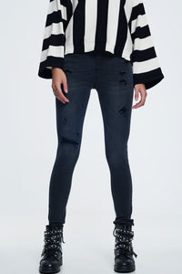 Jeans skinny angustiado em preto