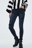 Jeans skinny angustiado em preto