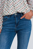 Jeans skinny azul claro com meia cintura