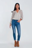 Jeans skinny azul claro com meia cintura