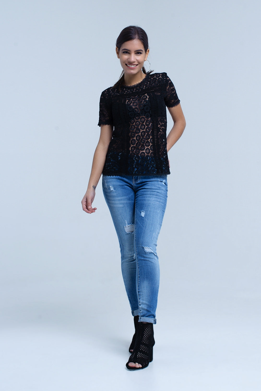 Q2 Jeans skinny con strappi