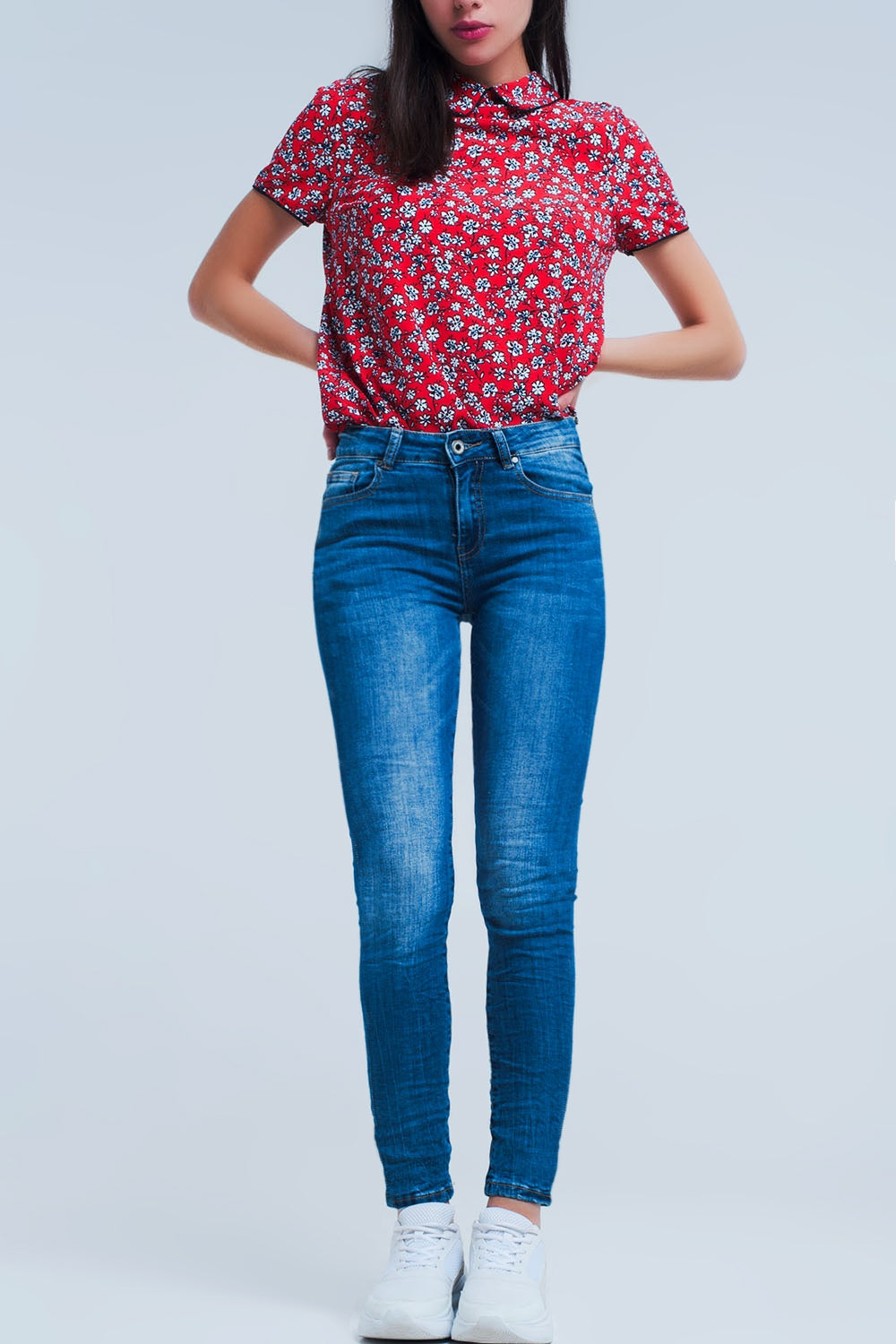 Q2 Jeans skinny De Lavagem Média