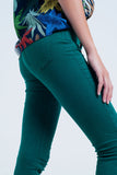 Calças de ganga skinny elástico verde