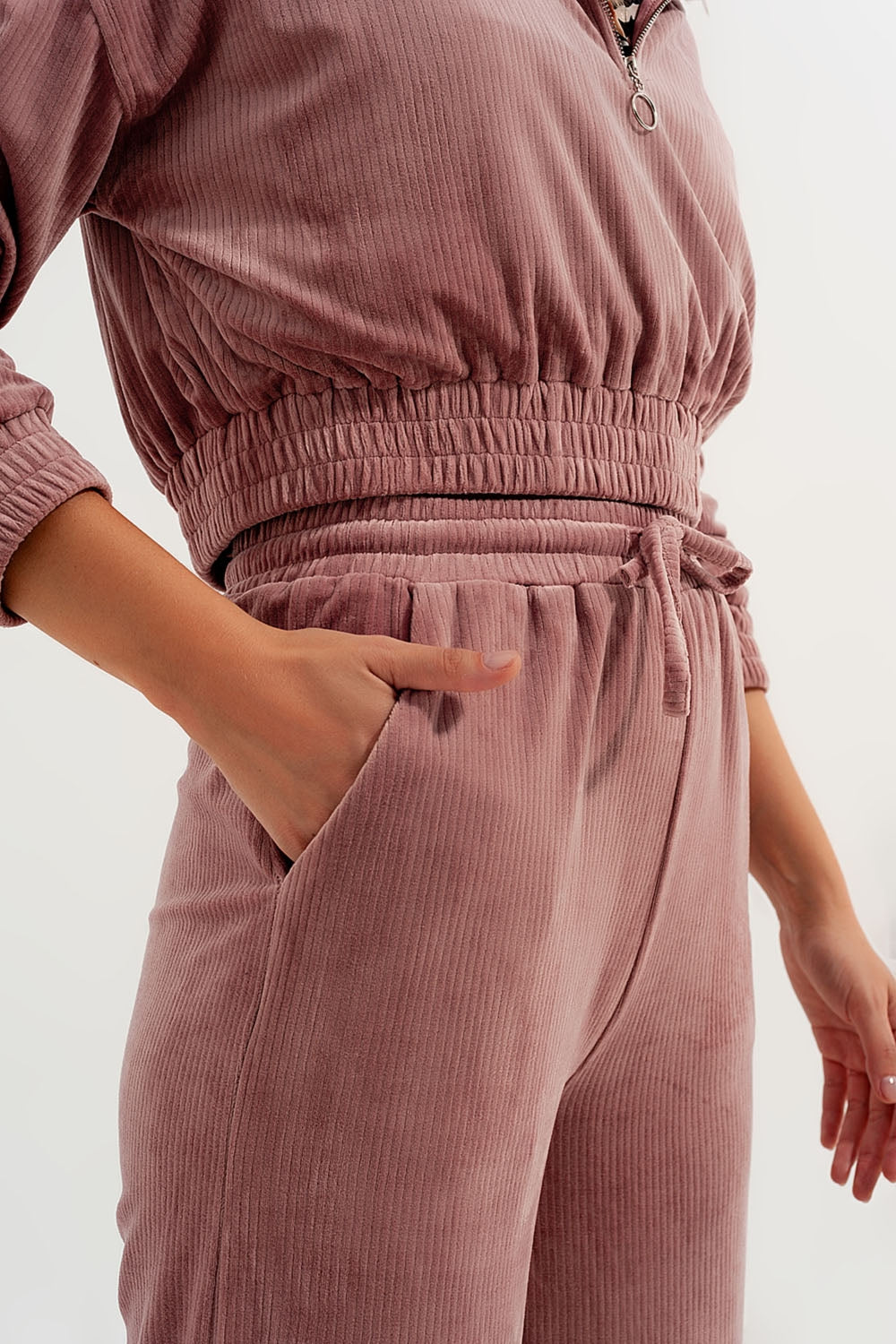 Jogger com cintura de cordão rosa