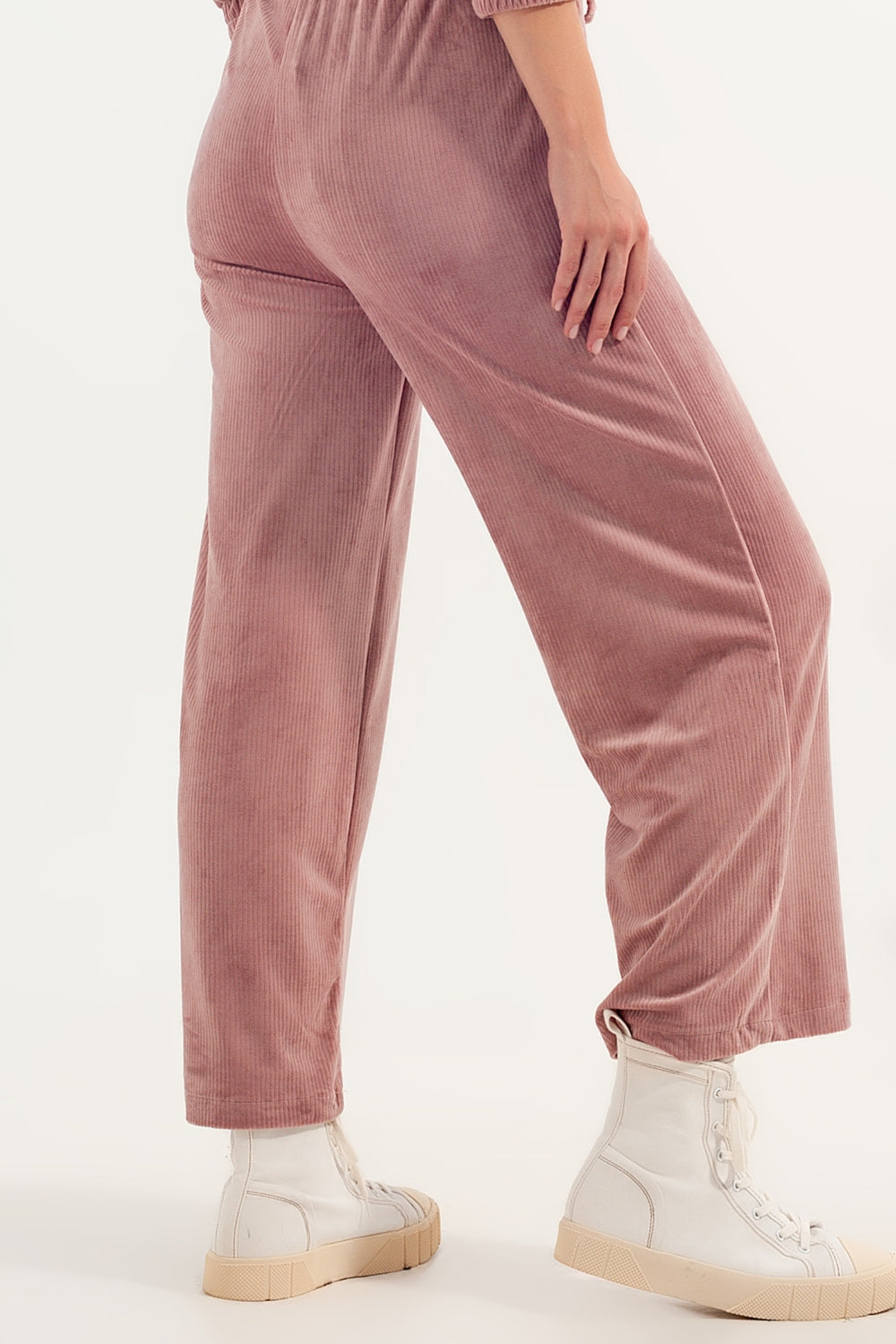 Jogger com cintura de cordão rosa