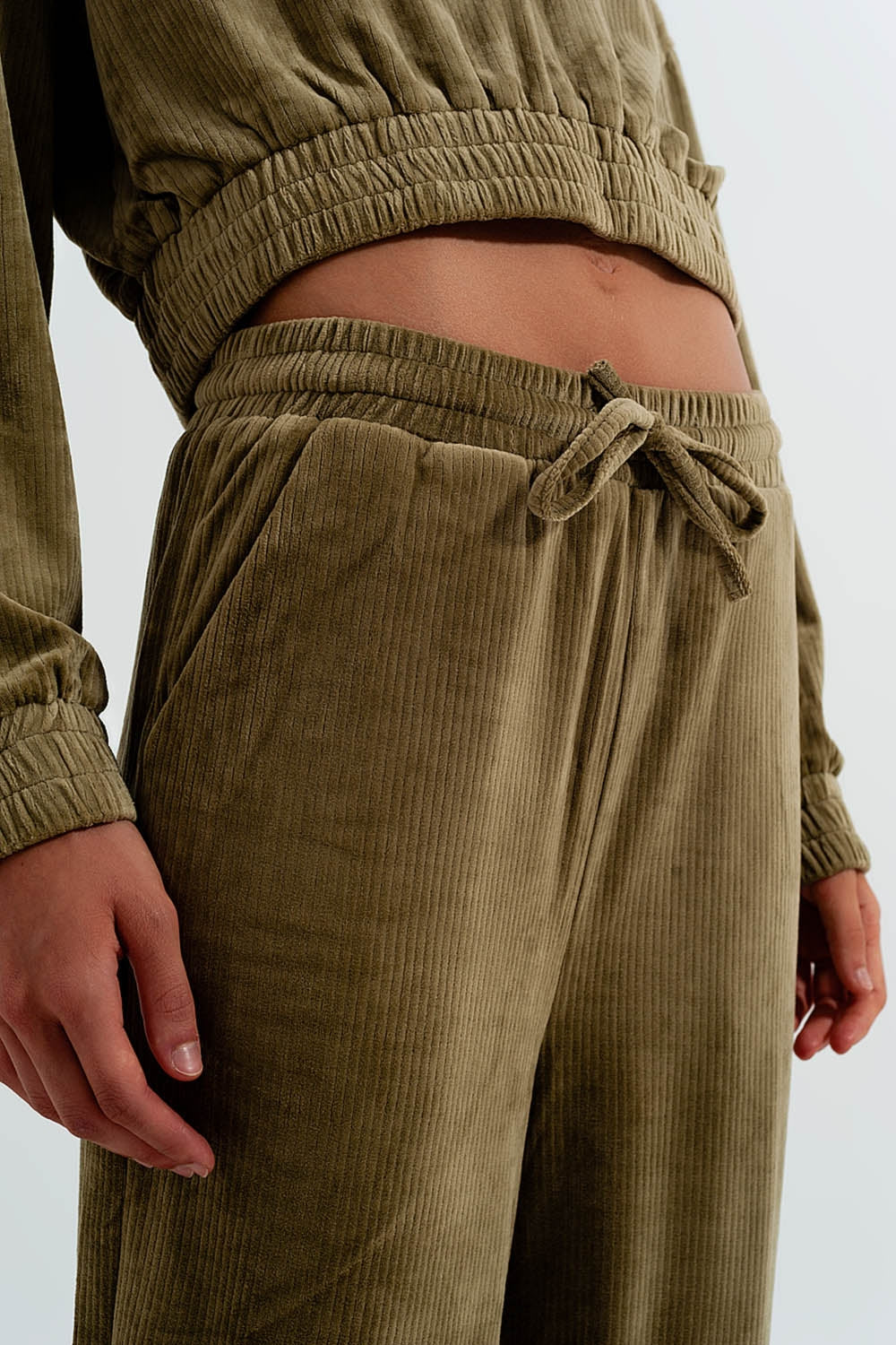 Jogger com cintura de cordão Verde