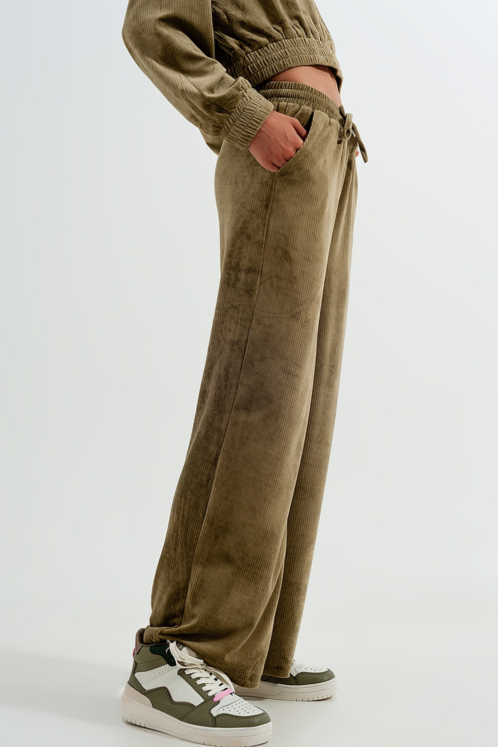 Jogger com cintura de cordão Verde