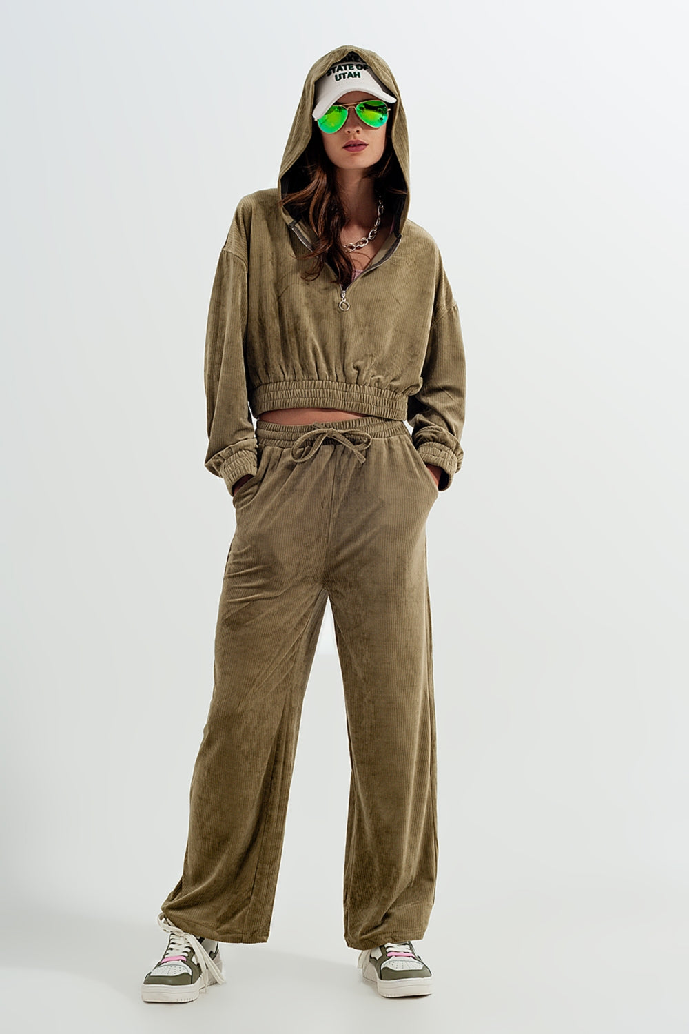 Jogger com cintura de cordão Verde