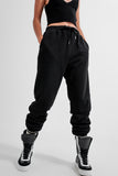 Joggers básicos de cordão de algodão preto