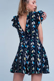 Jumpsuit flor azul marinho