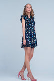Jumpsuit flor azul marinho