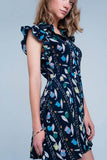 Jumpsuit flor azul marinho