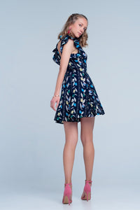 Jumpsuit flor azul marinho