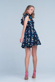 Jumpsuit flor azul marinho