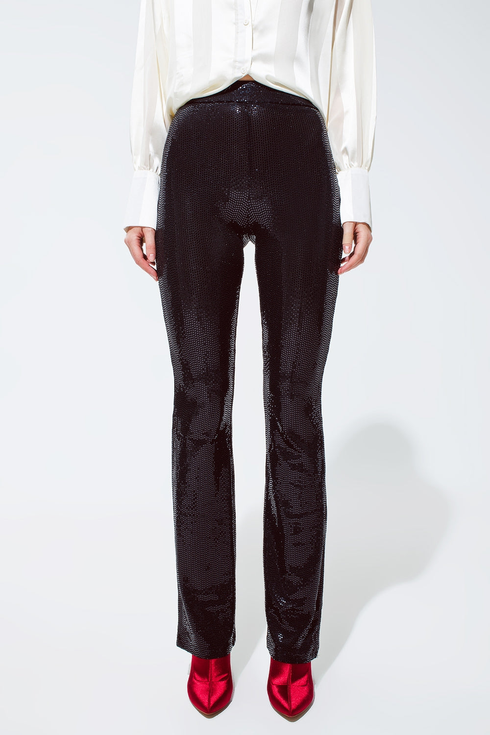 Q2 Leggings de lantejoulas em preto