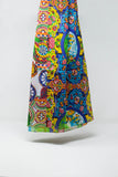 Q2 Lenço de seda com estampado abstrato multicolorido