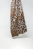 Q2 Lenço de tecido fino com estampado de leopardo em castanho