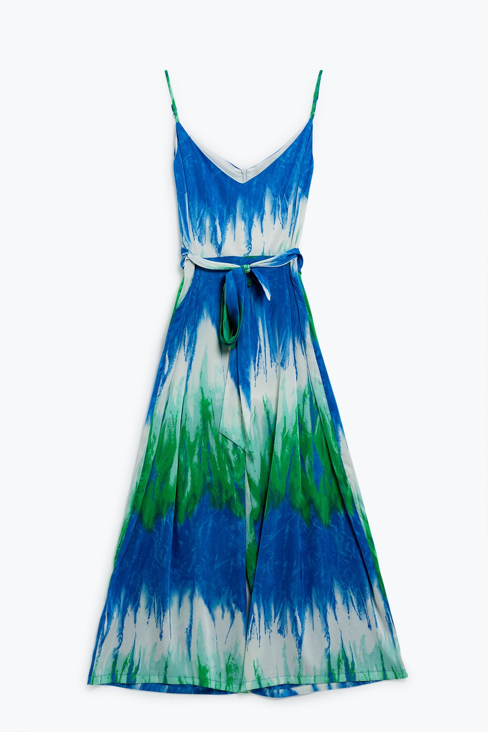 Q2 Macacão tie-dye com pernas largas e alças de esparguete