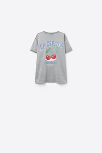 made in italy T-shirt cinzenta com gráfico La Cerise Market Saint-Tropez