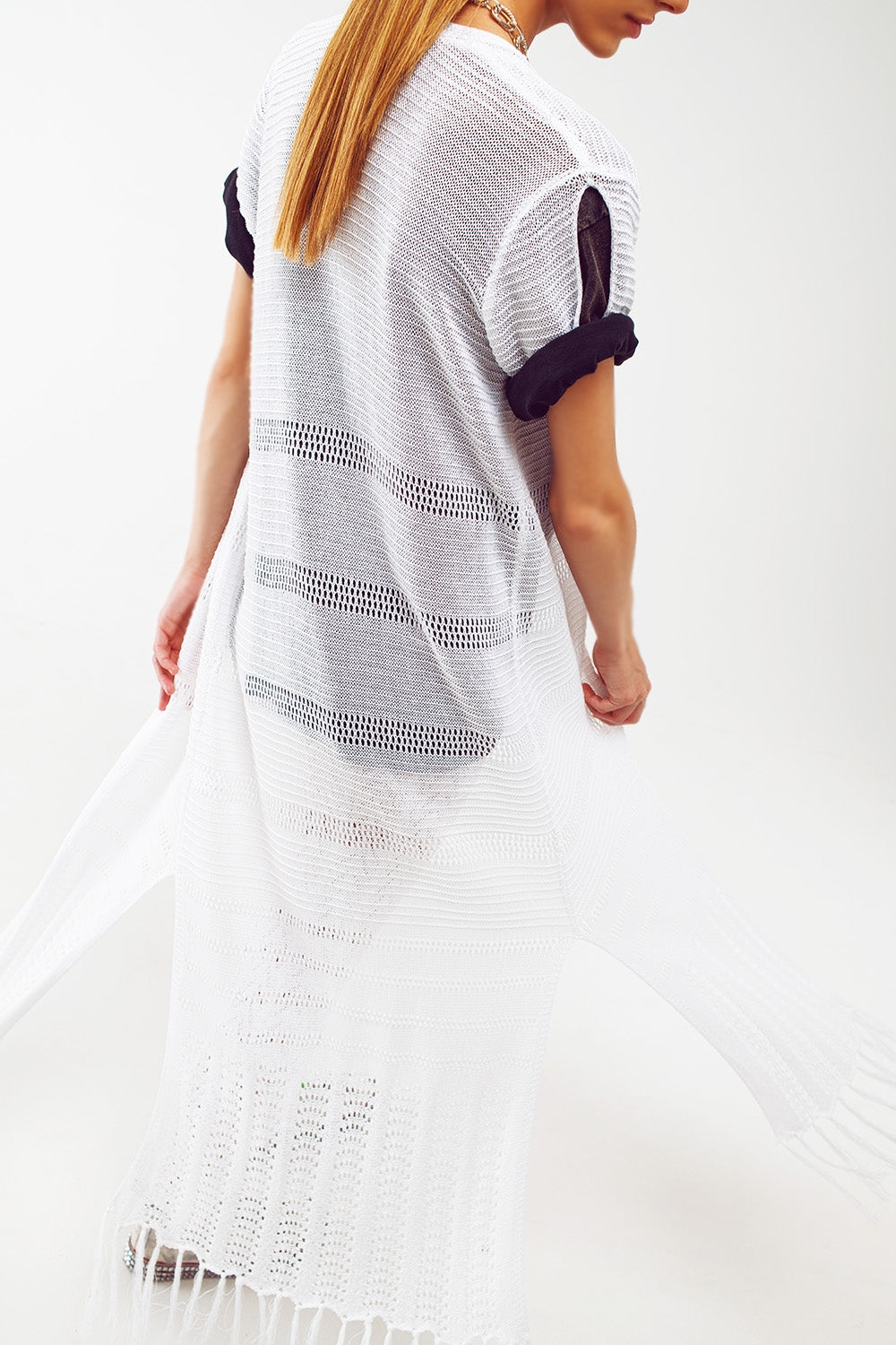 Q2 Maxi cardigan de malha em branco