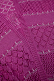 Maxi-casaco de croché cor-de-rosa com mangas compridas