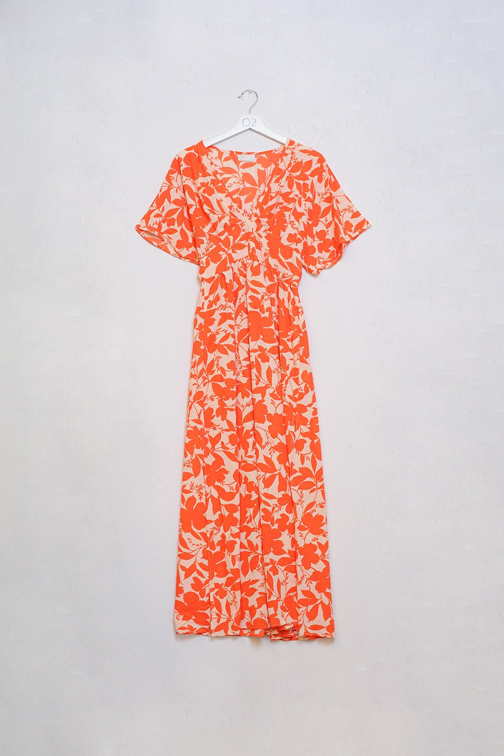Q2 maxi vestido estampado de flores laranja