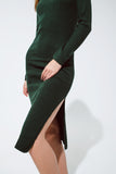 Midi Vestido Verde com Trama em Malha
