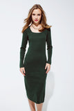Q2 Midi Vestido Verde com Trama em Malha