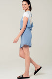 Q2 Mini vestido azul com detalhe chrosé de volta