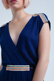 Mini vestido azul marinho com bordado