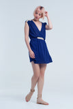 Q2 Mini vestido azul marinho com bordado