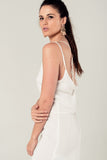 Mini vestido branco com detalhe chrosé de volta