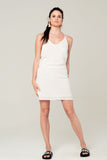 Q2 Mini vestido branco com detalhe chrosé de volta