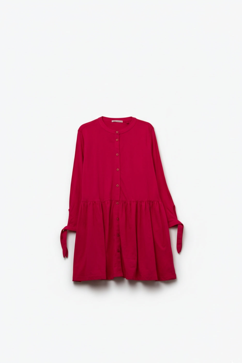 Q2 Mini vestido cor-de-rosa com pormenores de botões e mangas compridas