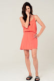 Mini vestido de laranja com detalhe chrosé de volta