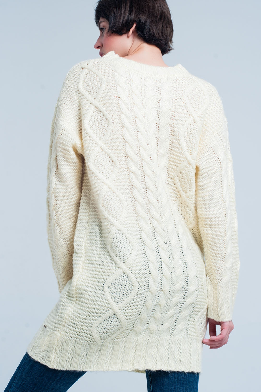 Mini vestido de malha entrançada amarelo