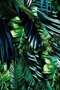 Mini vestido em estampado de folha verde